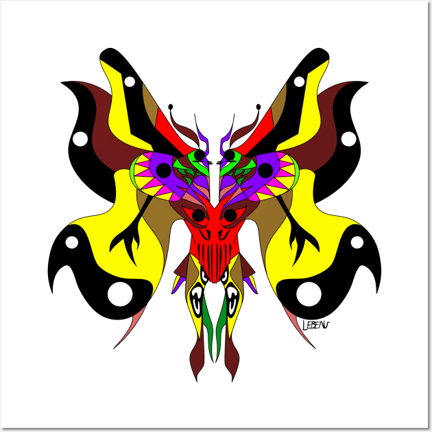 mothman fairy kaiju ecopop in armor of death in totonac patterns Wall Art by jorge_lebeau